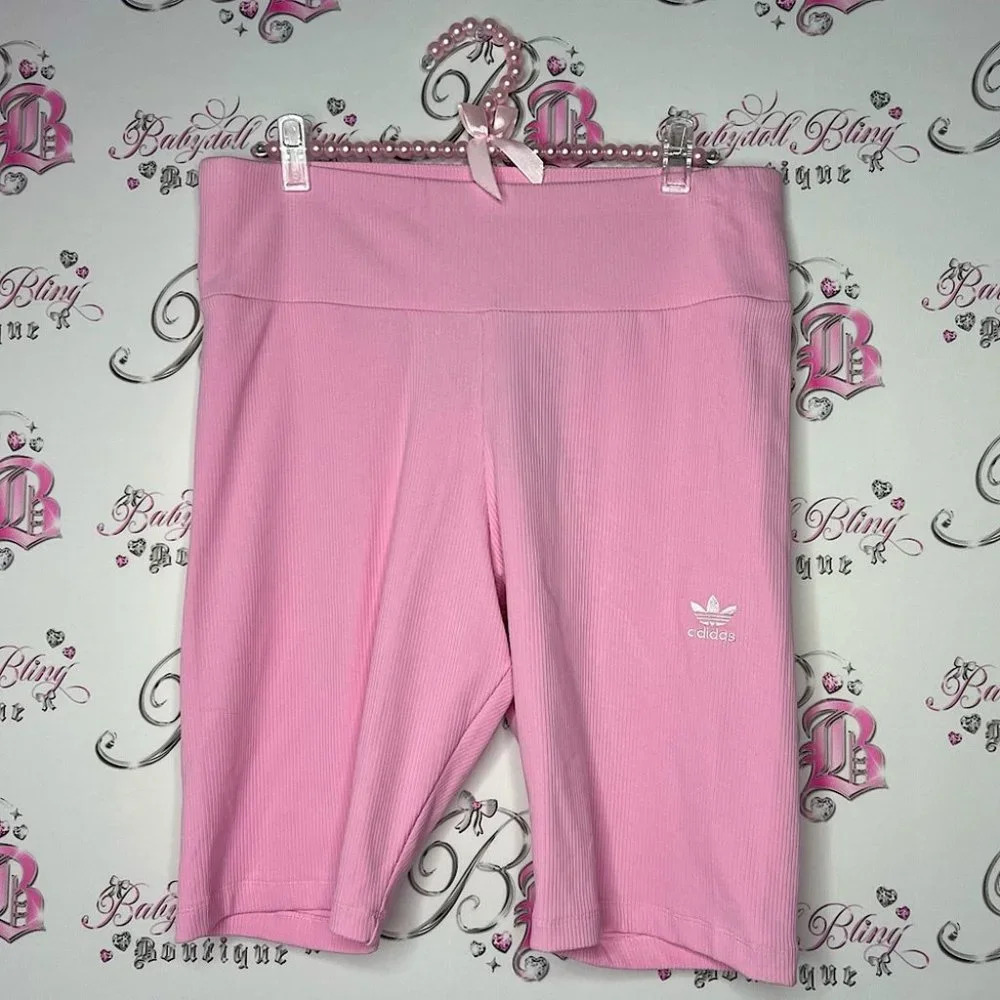 Adidas shorts BRAND NEW WITH TAGS bubble gum pink stretchy ribbed cute biker